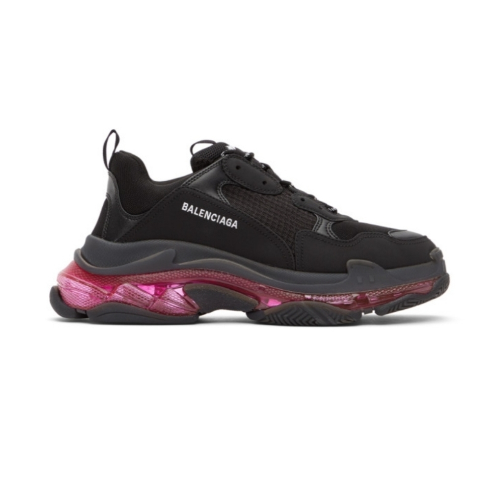 BALENCIAGA women Black & Pink Triple S Sneakers use only one time! Size 39